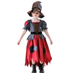 Polyester Kids Witch Costume Dress for Stage Dance and Carnival