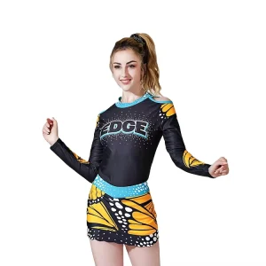 Polyester and Spandex Rhinestones Cheerleading Uniforms Custom Cheerleader Costume