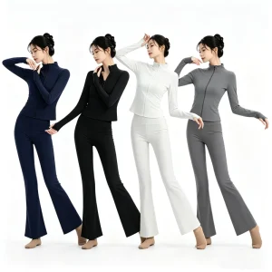 Popular Yoga Women Dance Wear Leggings and Jacket 2 Piece Yoga Set Fitness Sports Girls Suits Dance Yoga Workout Set