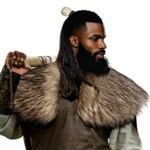 Premium Cashmere Shawl Fluffy Collar Cape Authentic Medieval Renaissance Warrior Style Windproof Winter for Men
