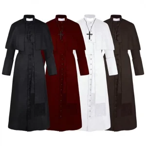 Priest Role playing Cosplay Costume Stage Performance Halloween Party Medieval Renaissance Retro Polyester Fibre Robe Unisex