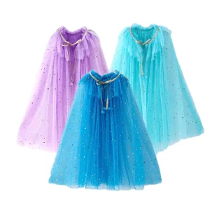 Princess Costume Kids Cosplay Girls Elsa Snow Queen Party Cape GPHC 020