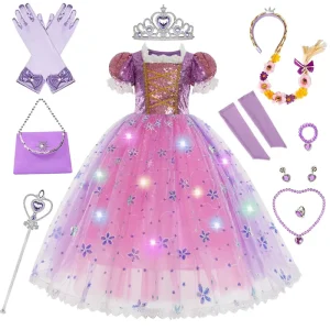 Princess Costumes for Girls Light up Princess Dress up for Girls Aged 3 8 Princess Fancy Dress for Kids Halloween Costumes