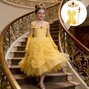 Princess Dress Yellow Color Costume for Little Girl Costume