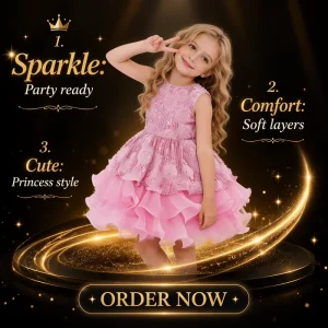 Princess Flower Girl Wedding Sequin Mesh Cake Tutu Dress for Children