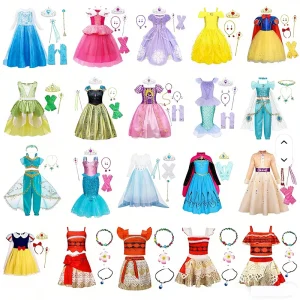 Princess Peach Cartoon Cosplay Dress Girls Birthday Holiday Daily Wear Kids Theme Park Halloween Stage Performance Gown