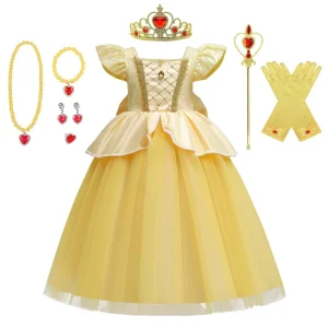Princess Puffy Sleeves Girls Gown Halloween Christmas Party Cosplay Costume Prom Dress