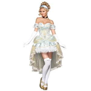 Princess Royal Cosplay Costume Women’s Retro Court Dress Off-Shoulder Lace Bow Dovetail Wedding Party Gown