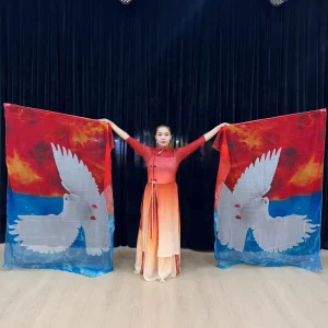 Printed Belly Dance Flag Prop Streamers for Stage Performances