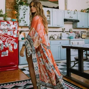 Printed Cardigan Kimono Holiday Beach Shawl Bikini Beach Wear for Woman