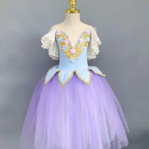 Professional Girls Ballet Dance Performance Costume Little Swan Long Romantic Dance Tutu Costume Stage Performance Costume