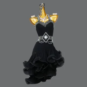 Professional Latin Dance Skirt Stage Performance Competition Costumes for Girls and Children Dance Exam Dress