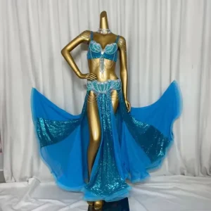 Professional Women Belly Dance Costume Wear for Stage Performance Outfit 3 Pcs Suit Beaded Carnival Dancer Costume Set