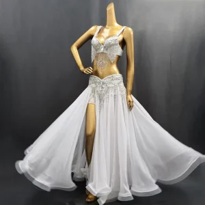 Professional Women Belly Dance Costume Wear for Stage Performance Outfit 3piece Suit Beaded Carnival Dancer Costume Set