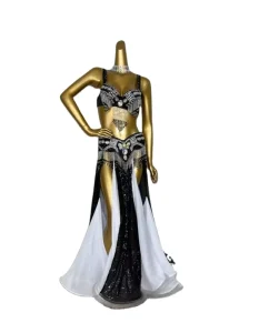 Professional Women Belly Dance Costume Wear for Stage Performance Outfit 3piece Suit Beaded Carnival Dancer Costume Set