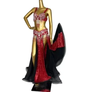 Professional Women Belly Dance Costume Wear for Stage Performance Outfit 3piece Suit Beaded Carnival Dancer Costume Set