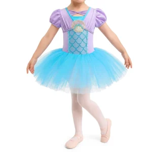 Puff Short-Sleeve Mermaid Sequin Kids Ballet Tutu Dress Six Pastel Colors