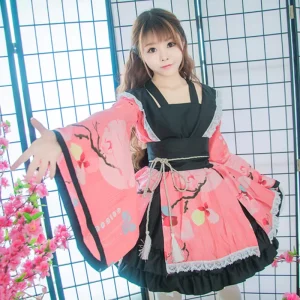 Pure Land Wind Flower Cotton Kimono Modified COSPLAY Women’s Dress
