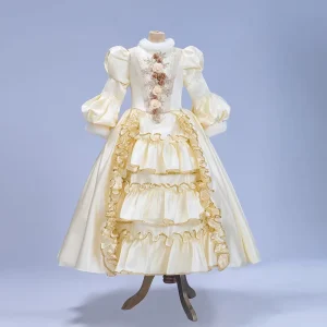 QQ880 Children’s European Court British Costume European Girls Retro Princess Dress Performance Medieval Costume