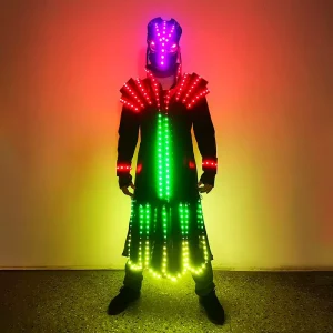 Rechargeable LED Light-Up Costume With Helmet For Adults