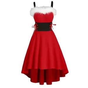 Red White Black Green Christmas Cosplay Costume Dress