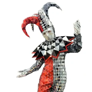 Reflective Sequined Clown Mirror Costume Full-Body Jester Outfit for Adults Stage Dance Party Performance