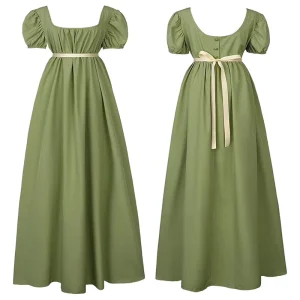 Regency Romance Style Costume Bridgerton Cosplay Satin Vintage Party Gown Victorian Medieval High Waist Jane Austen Dress XS 3XL