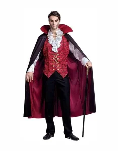 Renaissance Medieval Scary Vampire Deluxe Halloween Costume for Men Role-Playing Cosplay