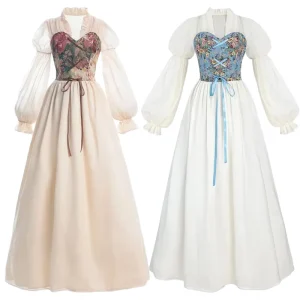 Renaissance Princess Dress Cosplay Women’s Medieval Victorian Pirate Fairy Witch Halloween Costume Polyester
