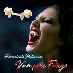 Retractable Reusable Realistic Vampire Zombie Fangs Fake Teeth Halloween Prop