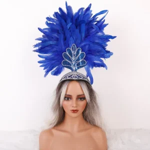 Rhinestone Decorated Feather Headbands for Festival Parade Stage Performances and Carnival Celebrations