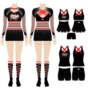 Rhinestone Sublimated Spandex Cheerleading Practice Suit