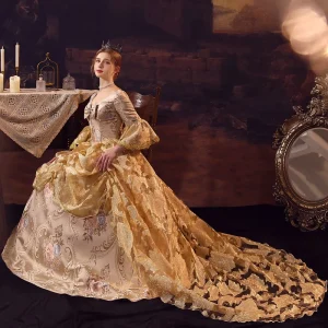 Rococo Golden Court Suit British Noble Princess Costume Party Masquerade Party Annual Meeting Drama Studio Victorian Dress