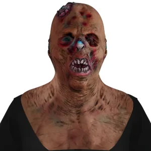 Rotten Zombie Latex Head Mask with Ghost Face and Demon Design for Halloween Haunted House and Escape Room Props