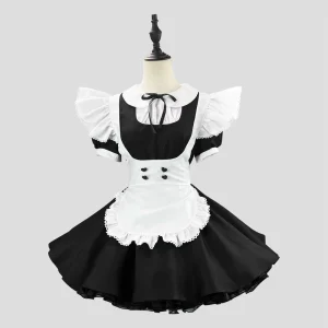 S 5xl Maid Costume for Girls Ancient Style Lolita Fashionable Dresses Party Cosplay Costume Lolita Black Restaurant Dress