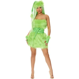 S-XL Green Goblin Plush Women’s Adult Halloween Costume Dress