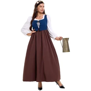 S-XL Renaissance Medieval European Court Maid Dress Costume