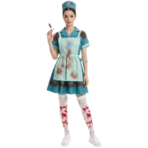 S-XXL Halloween Bloody Horror Zombie Nurse Cosplay Costume for Stage