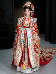 S3991L Heavy duty Exquisite Song Dynasty Hanfu Wedding Attire for Bride and Groom Traditional Chinese Wedding Dress