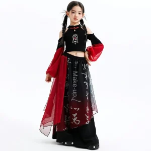 SXCCYH Jazz Dance Costume Short Chinese Style Set for Girls and Children Jazz Street Dance Performance Costume