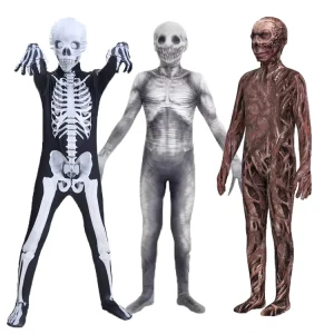 Scary Ghost Skeleton Long Sleeve Party Wear Cosplay Kid Adult Rompers One Piece Jumpsuit Bodysuits Slim Halloween Costumes