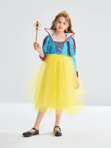 Sequin Velvet Long Sleeve Princess Dress Costume with Accessories DP031