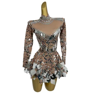 Sexy Glitter Sequins Rhinestone Birthday Party a Line Dress Music Festival Outfit Stage Costume Women Sexy Mini Prom Club Dress