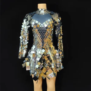 Sexy Sequin Birthday Night Club Party A Line Dress Music Festival Outfits Women Stage Performance Singer Gogo Dancer Costumes