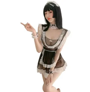 Sexy Sweet Lolita Maid Costume Anime Cosplay Uniform with Stockings