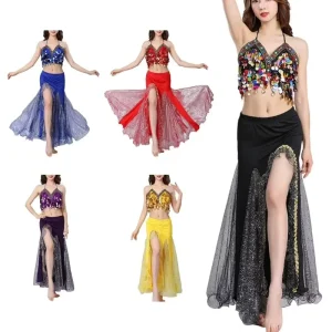 Shimmering Show Costume Set High Stretch Milk Silk Professional Dancewear Sequins Belly Dance Costume