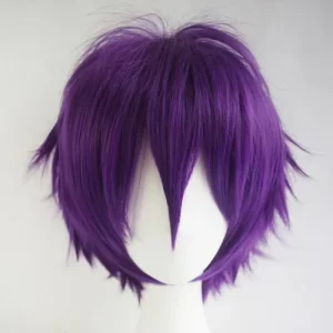 Short Fluffy Layered Unisex Anime Cosplay Wig Heat Resistant Synthetic Hair Adjustable Cap