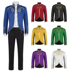 Short Medieval Embroidered Jacket Vintage Prince Cosplay Costume Carnival Party Outfit Festival Parade Wear European Clothes