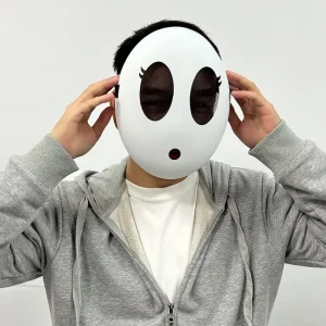 Shy Guy Mask Cosplay Unisex Plastic Shy Girl Mask Halloween Carnival Party Costume Props