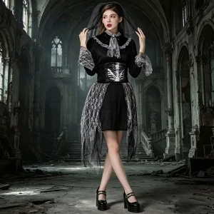 Skeleton Bodysuit Ghost Bride Gothic Costume Outfit